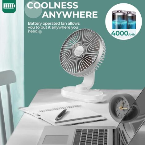 Blanc de haut en bas - Ventilateur télescopique Portable, Rechargeable