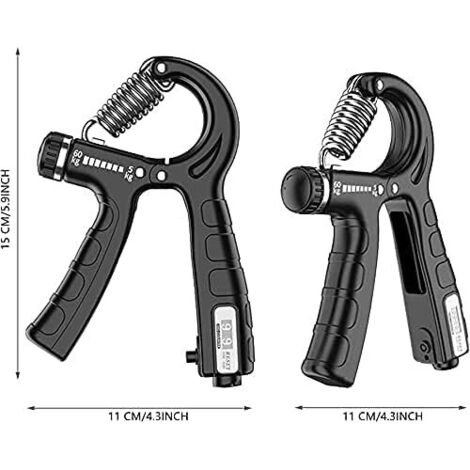 Hand Grip Musculation Poignet - 2 Niveaux Résistance (20-50lbs Et 60-90lbs) - 2 Pièces Noires - Portable