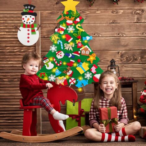 Feutre Sapin de Noel avec Bonhomme de Neige,DIY Feutrine Enfant Arbre