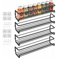 Estituent Lot De 4 Organiseurs De Rangement En Métal Sans Perçage Pour Couvercle De Cuisine, Salle De Bain, Garde-manger, Panier Multi-usage Avec Double Coussinet Adhésif