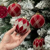 12 Boules De Noël En Velours Vert 8 Cm - Déco Incassable Et Cosy Pour Ton Sapin ! - 12