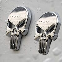 Autocollant 3D Chrome Crâne Métal Pour Voiture/moto - 9 X 8,5 Cm, Design Punisher, Adhésif Fort