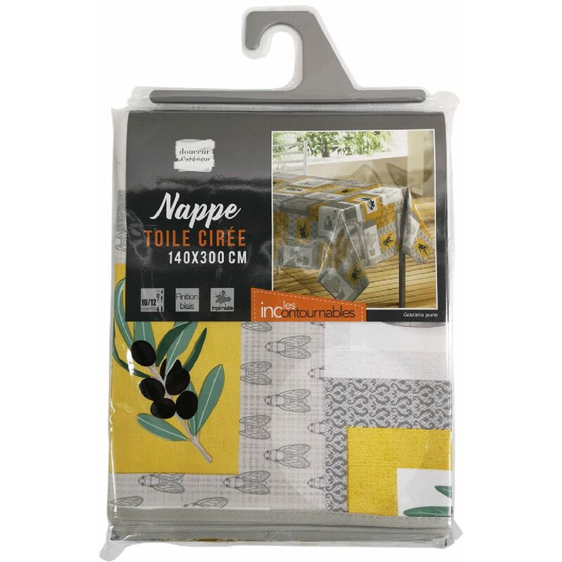 KP HOME Toile Cirée Rectangulaire 200x140cm, Gris Clair, Nappe Plastique en PVC Épais Essuyable