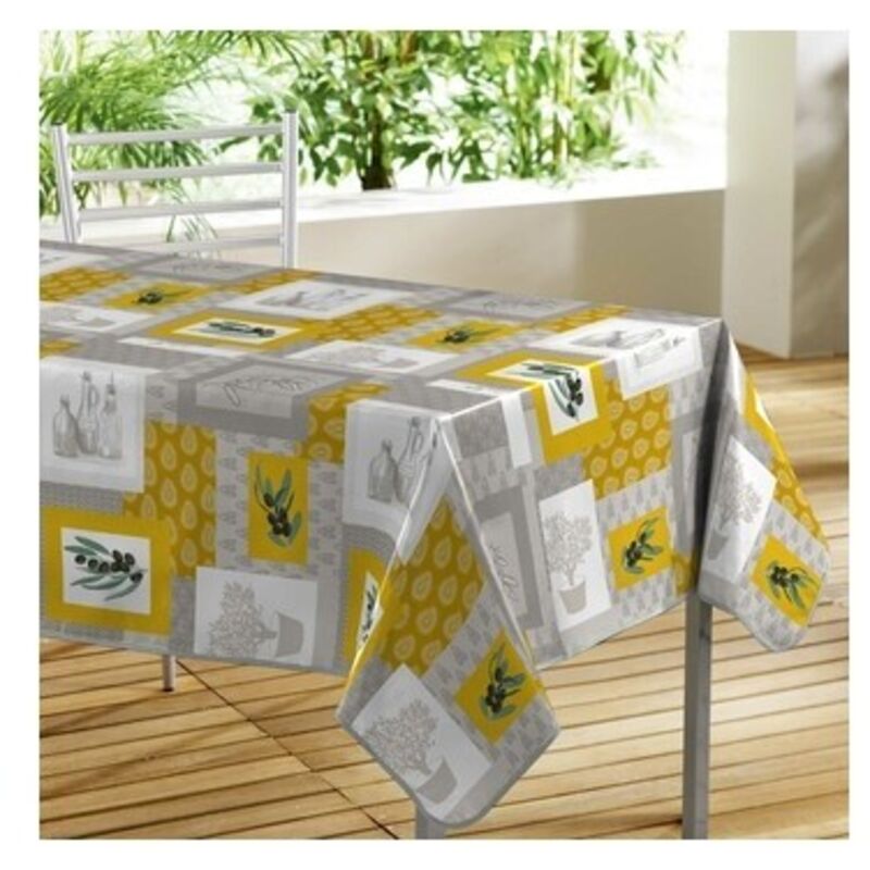 Nappe en toile cirée rectangulaire grise 140 x 250 cm | Maisons du Monde Nappe en toile cirée rectangulaire grise 140 x 250 cm | Maisons du Monde