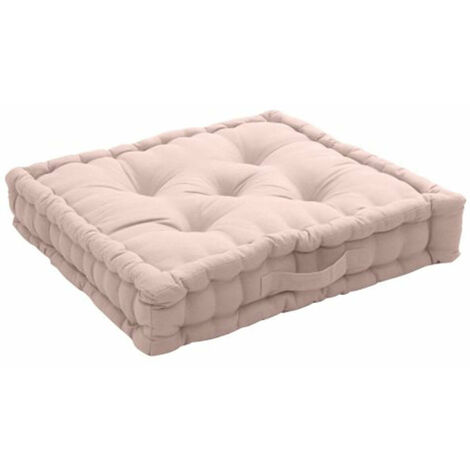 Coussin de sol uni en pur coton Vieux rose 50x50x10 cm