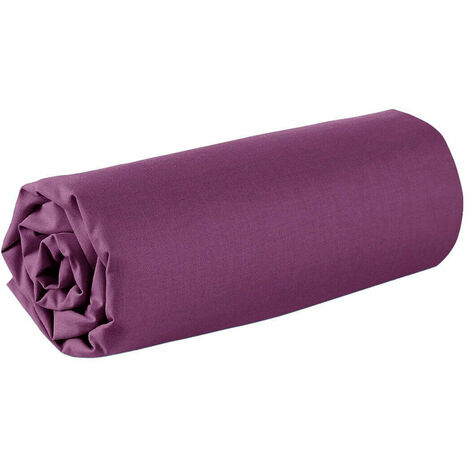 Drap housse - 120 x 190 cm - 100% coton - 57 fils - France - Prune