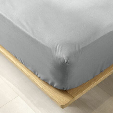 Drap housse 1 personne 90 x 190 cm coton bio 57 fils biolina Gris