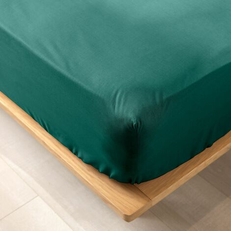 Drap housse King size 180 x 200 x 30 cm coton bio 57 fils Biolina Emeraude