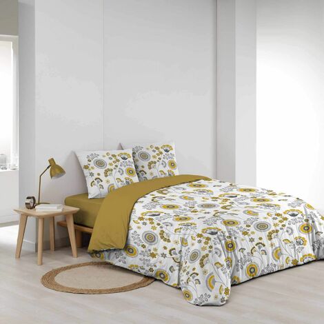 Fleur De Douche Rideau De Douche 240x200 Cm Fleurs Jaunes Et Grises - Imperméable, Anti-moisissure, Ourlet Lesté