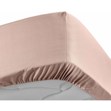 Drap housse 180 x 200 cm bonnet 30 cm percale de coton 78 fils Nude