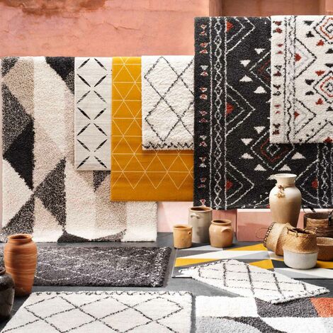 Tapis shaggy - Losanges bicolores