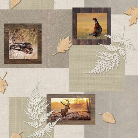 Toile cirée au mètre - Largeur 140 cm - Chasse - Beige