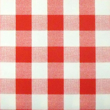 Toile cirée au mètre 140 cm – Motif vichy rouge – Nettoyage facile avec éponge – Longueur jusqu'à 20 mètres