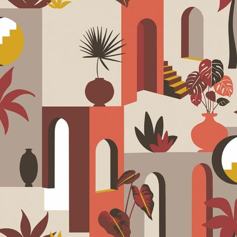 Toile cirée au mètre 140 cm – Terralina terracotta – Nettoyage facile avec éponge – Longueur max 20 mètres