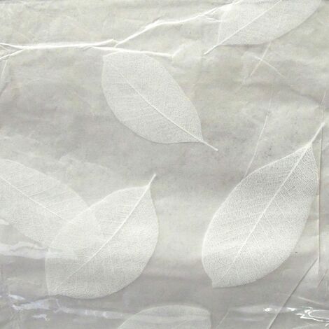 Toile cirée au mètre - Largeur 140 cm - Cristal - Feuilles - Blanc - Transparent