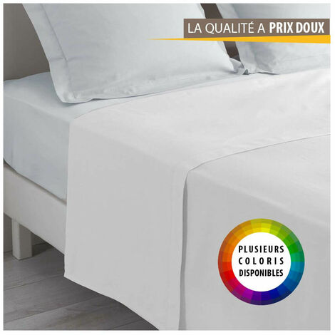 Drap plat uni - 180 x 290 cm - 100% coton - 57 fils
