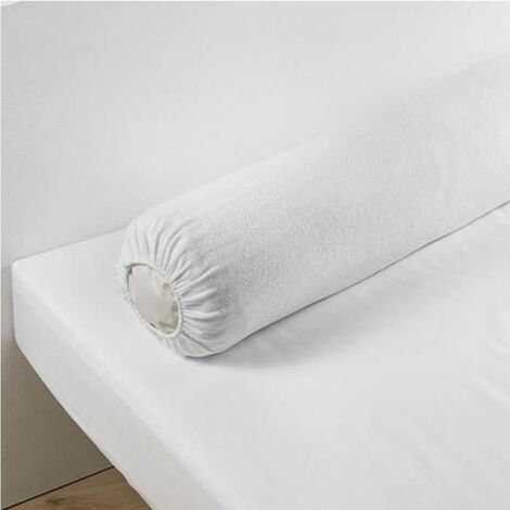 Housse Traversin Blanc Lingorama Protège-Traversin Lit 140 Uni Coton Blanc - Taille 190 Cm Pour 2 Personnes
