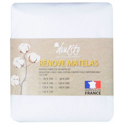 Protège matelas - DOULITO - 160x200 cm - Coton - Blanc - Made in France