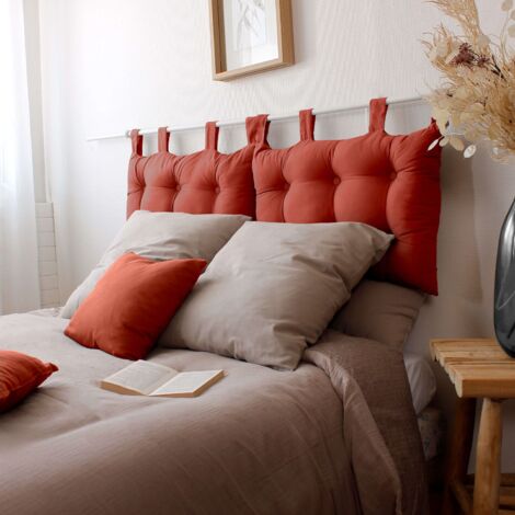 Coussin tête de lit en coton 70x45 cm – Pattes boutonnées – Effet matelassé chic – Non déhoussable, entretien à la main – Enjoy Home