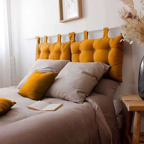 Coussin tête de lit en coton 70x45 cm – Pattes boutonnées – Effet matelassé chic – Lavable à la main – Confort optimal – Enjoy Home