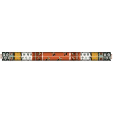 Toile Cirée Au Mètre Doulito – Largeur 140cm – Motifs Terracotta Et Beige – Neuve