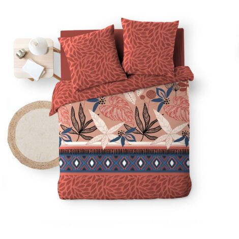 Housse De Couette 220x240 Cm Avec Taies - Motif Feuillage Kaki Et Multicolore - Douceur D'Intérieur