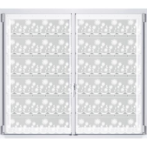 Rideau modulable au mètre – Motif pissenlit blanc – Largeur 60 cm – 100% polyester pour intérieur chic