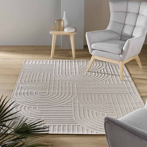Douceur D'Intérieur – Tapis tissé poil ras 160x230 cm – Relief géométrique – Plastique durable – Design tressé unique pour intérieur moderne (1/5)