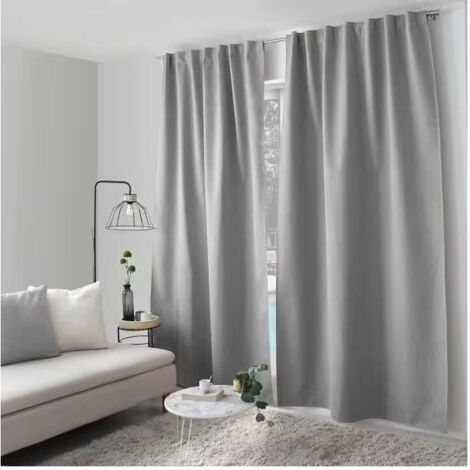 Rideau occultant aspect chambray Gris clair 140x240 cm