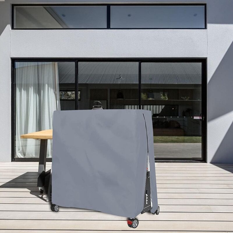Copertura Impermeabile Per Tavolo Ping Pong Hitasche - 165x70x185cm, Nero, Oxford, Con Occhielli
