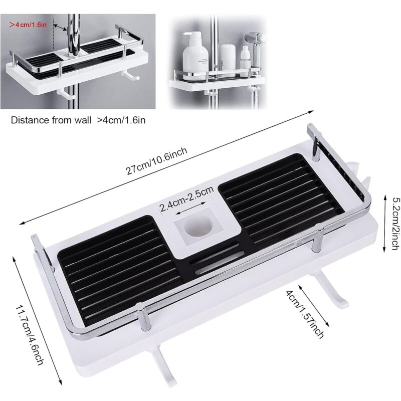 Mensola Doccia a Parete Autoadesivo 40cm in Acciaio ​Inox 304 Nero Portaoggetti Doccia Senza Foratura