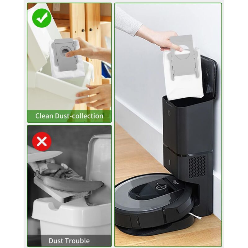 12 Sacchetti Per IRobot Roomba I7, I7+, J7, I3, I4, I6, I8, S9, E5, E6, E7 - Ricambi Originali Per Clean Base, Grande Capacità