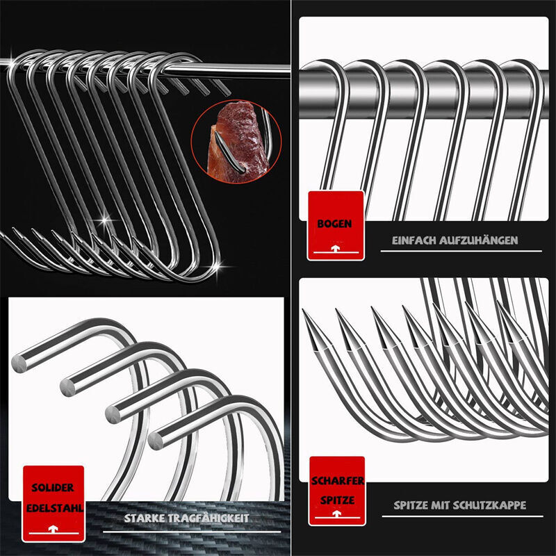 Ganci Per Carne In Acciaio Inox - 30 Pezzi 15cm Per Affumicatura, Barbecue E Cucina - Foto 7