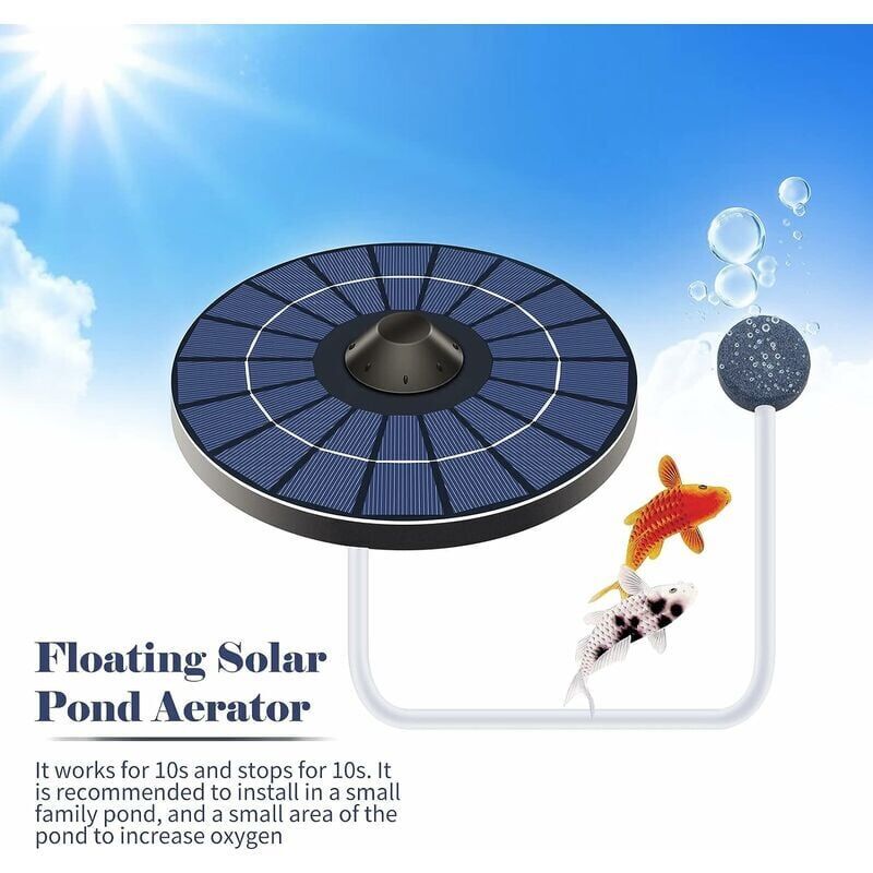 Aeratore Solare Per Stagni 4W Con Batteria 2200mAh - 3 Modalità E Regolatore Di Bolle Per Laghetti - Foto 9