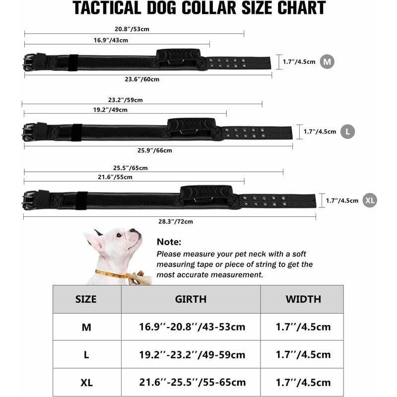 Collare Tattico Per Cani Grandi Con Maniglia – Regolabile, Fibbia A Sgancio Rapido, Nylon E Neoprene Imbottito, Taglia XL