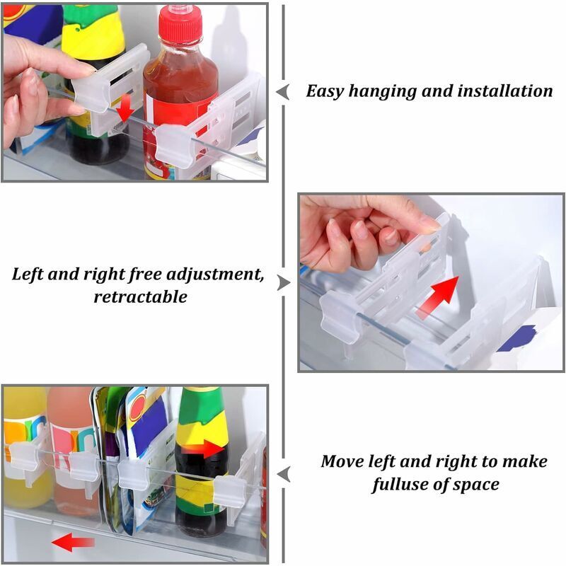 8 Divisori Regolabili Per Frigorifero - Organizzatore Porta Laterale, Estensibili 8-12cm - Foto 5
