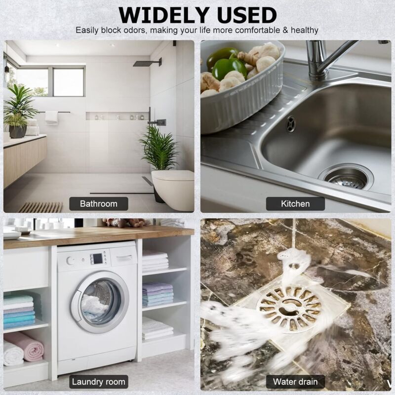 Tappo Doccia Antiodore Universale - 2 Pezzi In Silicone Per Scarichi Da 6 Pollici, Bianco E Nero - Foto 4