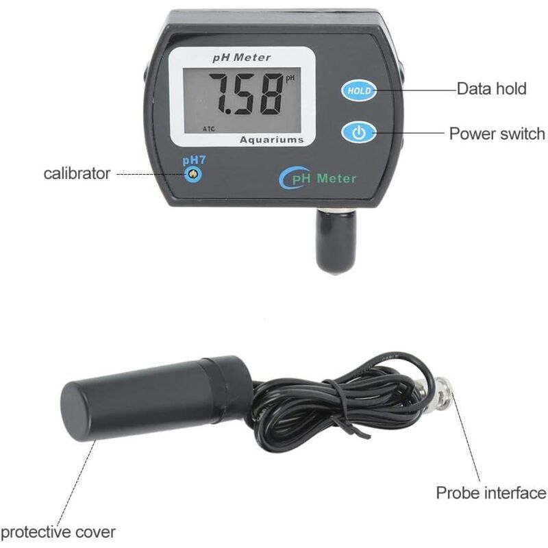 PH Tester Digitale LCD Con Sonda - Misuratore Di Qualità Dell'Acqua Per Acquari E Piscine - Alimentazione 220V