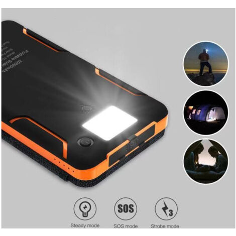 Power Bank Solare 20000mAh Con Torcia E Doppia USB – Ricarica Wireless, Impermeabile E Antiurto, Per Campeggio E Emergenze