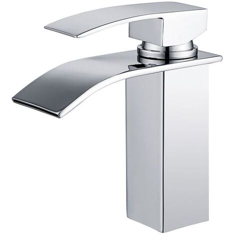 Rubinetto Lavabo Bagno A Cascata Monocomando - In Ottone Cromato, Design Moderno - Foto 7