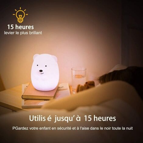 Lampada da camera da letto LED a luce notturna a forma di orso 9 colori multicolore ricaricabile USB leggera con telecomando regalo per neonati bambini adulti