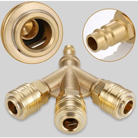 Distributore Aria Compressa A 3 Vie Con Giunti, Tubo Dell'aria Da 1/4", Raccordo Rapido, In Ottone, Distributore Ad Aria Compressa Con Filettatura Esterna E Guarnizione NW 7,2, Morbido K - Foto 6