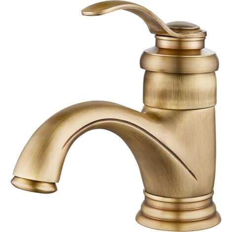 Rubinetto da bagno retrò, miscelatore monocomando per lavabo in ottone, rubinetto per lavabo moderno con acqua calda e fredda regolabile, ottone 3/8''