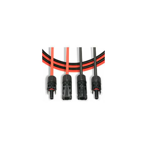 Cavo Prolunga Solare 5 Metri - 6mm²/10 AWG, Connettori Maschio/Femmina, IP65, 1 Paio Rosso/Nero