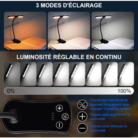Lampada Da Lettura A Pinza Ricaricabile - 7 LED, 3 Temperature Colore, Regolabile, USB - Foto 8