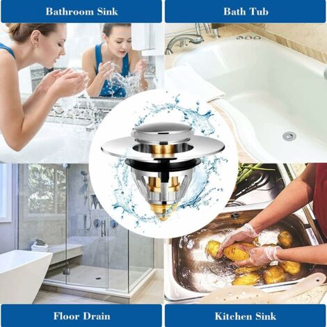 Set 3 Tappi Lavandino Pop-Up In Metallo - Per Bagno, Cucina E Bidet | Facile Installazione - Foto 7
