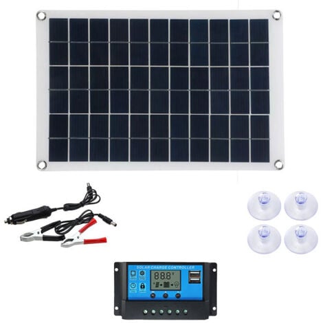 Pannello Solare Fotovoltaico 20W COPPIA Monocristallino 18V Pinze A Coccodrillo