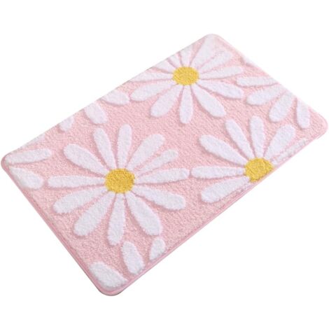 Set 3 Tappeti Bagno Antiscivolo | Super Assorbenti Con Fantasia Cuori/Fiori | Rosa - Foto 5
