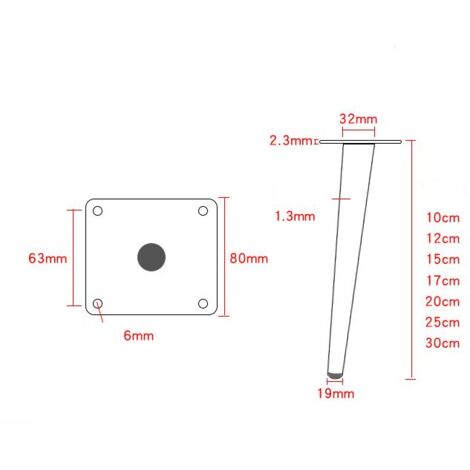 4 Pezzi Gambe Mobili In Metallo,Piedi Divano Inclinati, Piedini Da Tavolo In Acciaio Inossidabile,Piedi Cucina,Gambe Armadio,Piedi Letto,Piede Sedia Divano,Gambe Di Ricambio (11.8pollici/30cm,black - Foto 7