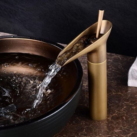 Miscelatore per lavabo, miscelatore a cascata per bagno, miscelatore per lavabo caldo e freddo regolabile, rubinetto per lavabo in ottone cromato  YMYNY